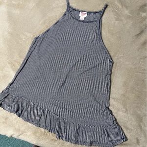 Ruffle bottom striped sleeveless tee